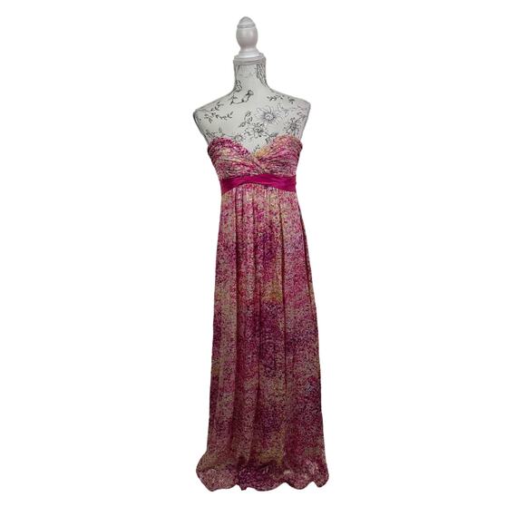BCBGMAXAZRIA Silk Kai Begonia Strapless Maxi Pink Dress Size 2 - Picture 2 of 9